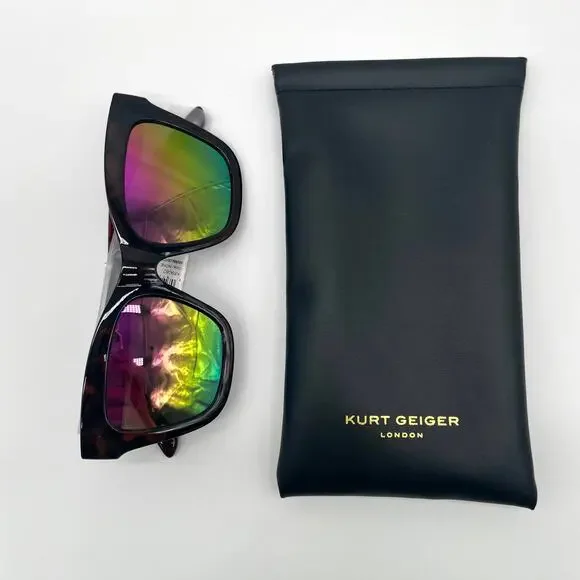 KURT GEIGER NWT Sunglasses, Cat Eye 53mm, Havana Crystal Purple Rainbow - Picture 7 of 15